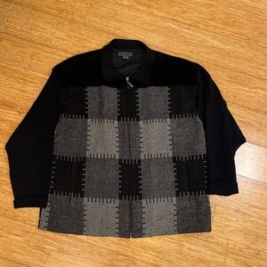 Bazzi patchwork velour zip up shirt jacket